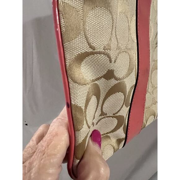 Coach Pink Tan Crossbody Bag Some Stains As Is 7.5 X9 - Picture 3 of 16